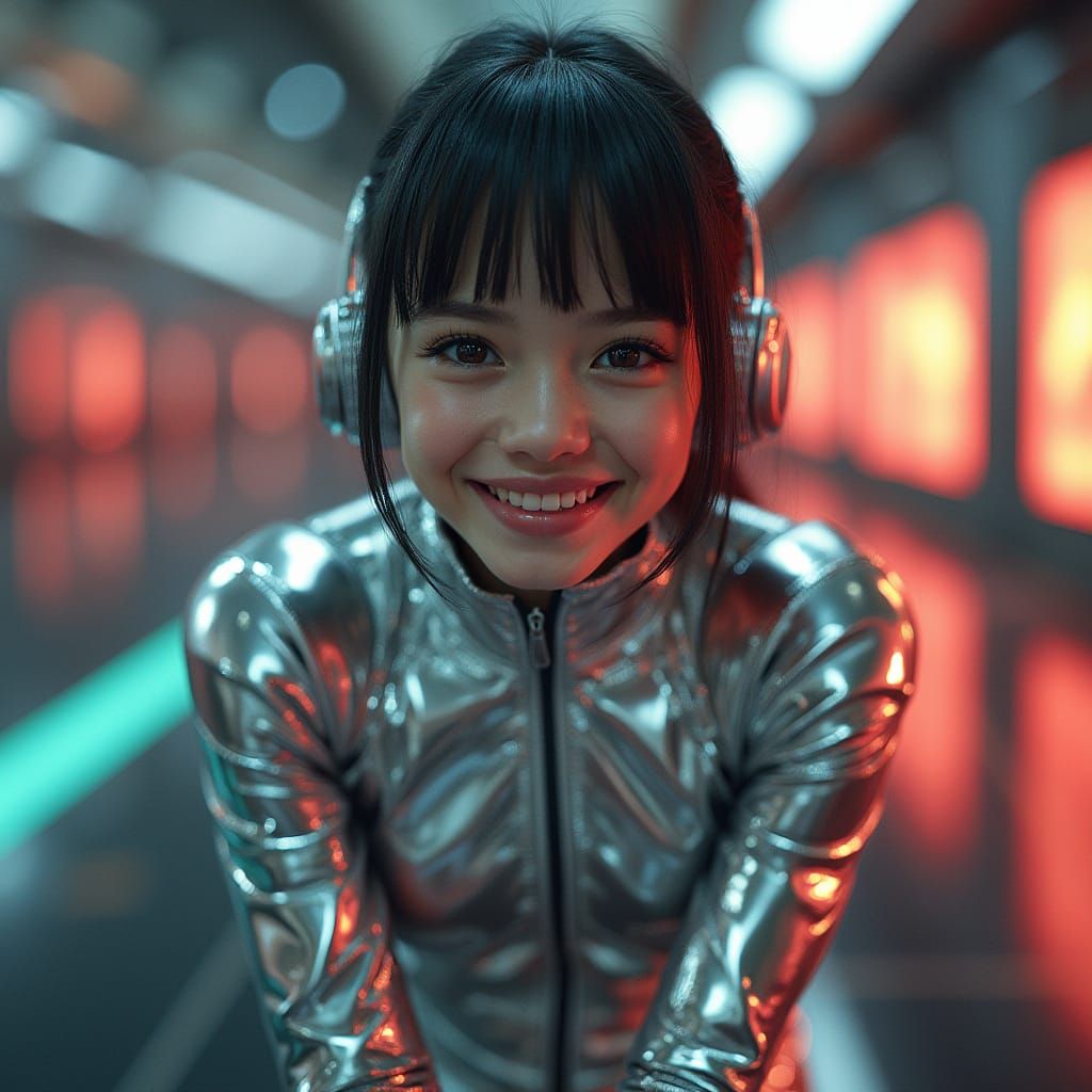 Girl in Chrome Futurism