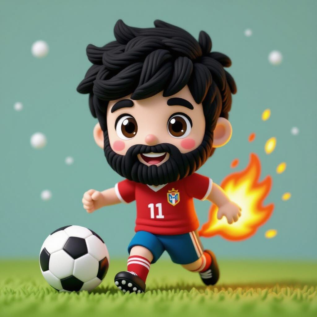 Cute Yarn Art: Soccer Player Chasing Ball