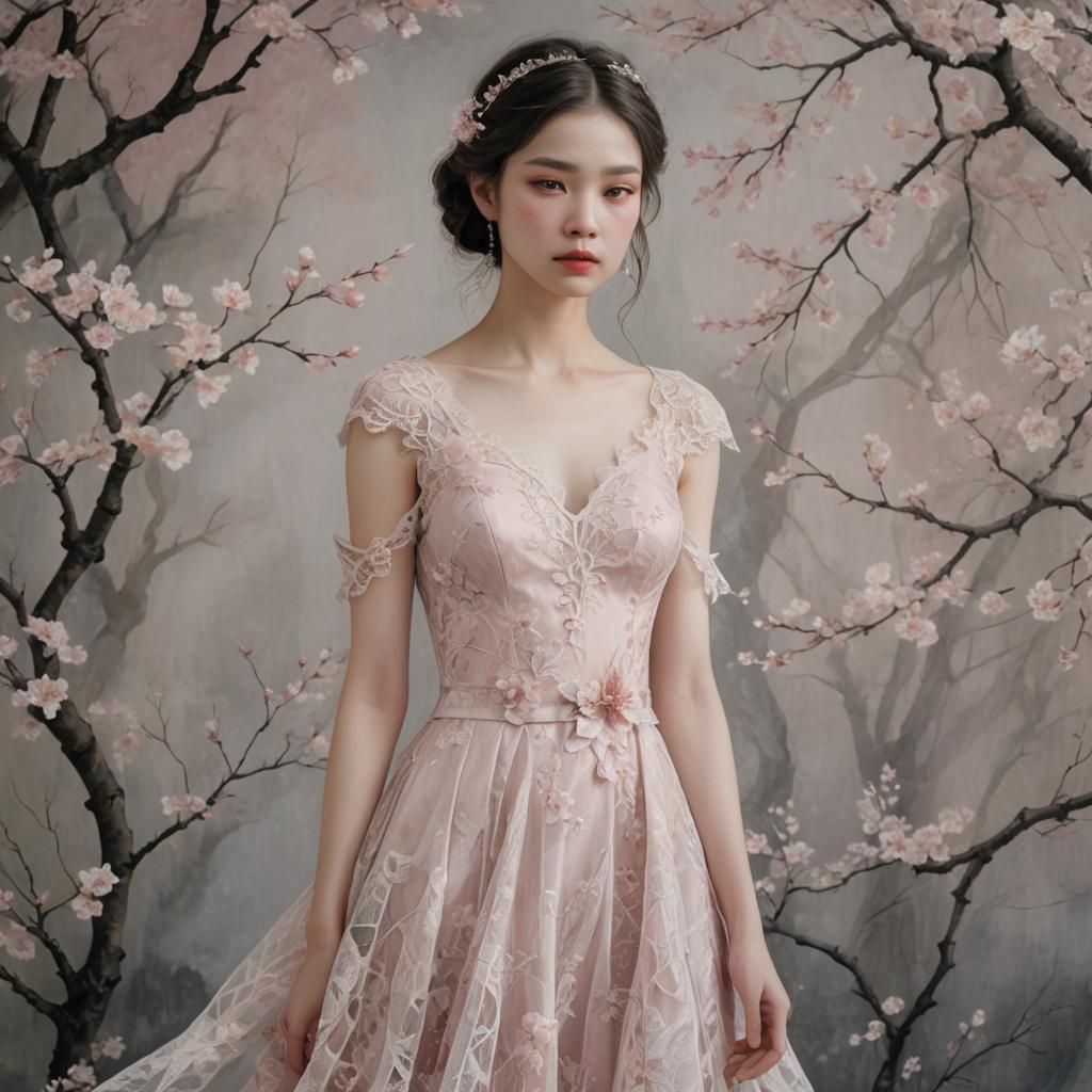 Ethereal Portrait in Pale Pink Shades