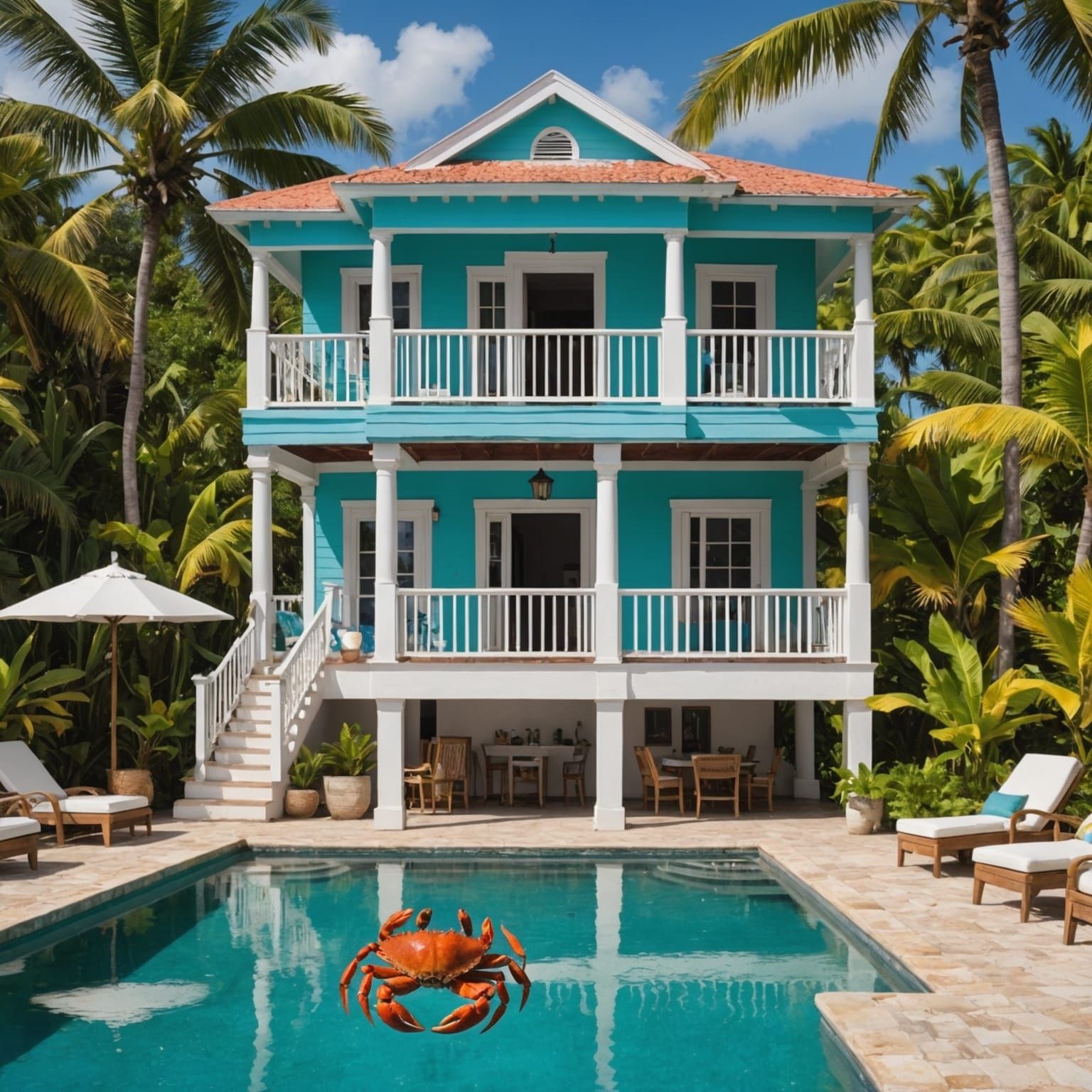 Caribbean Crab Dancing Near Beach House