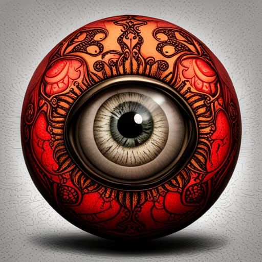 Esoteric Eyeball Carving in Gothic Horror Style