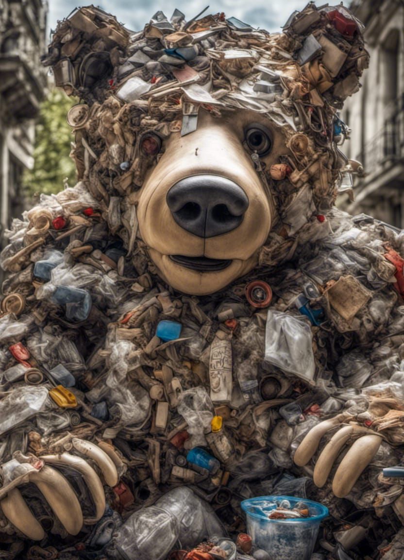Hyperrealistic Junk Bear Portrait
