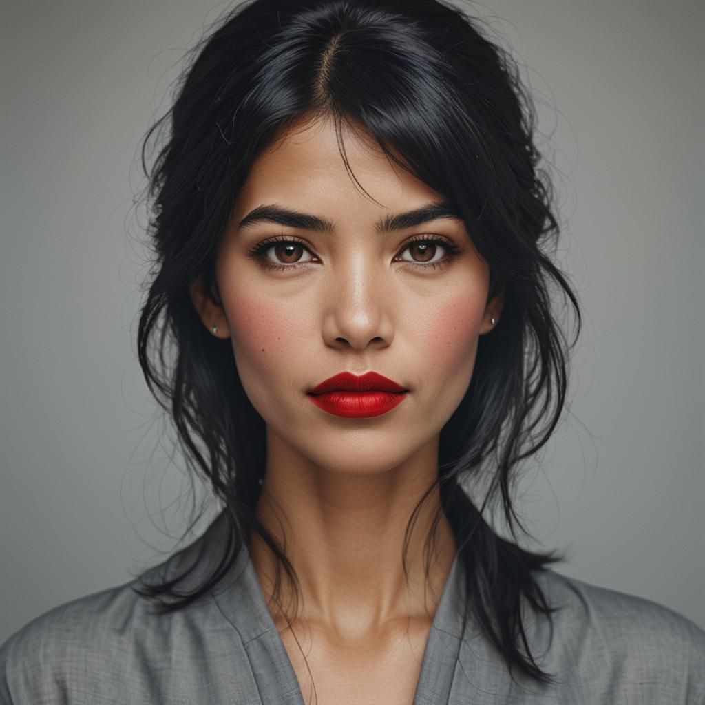 Black Hair and Red Lipstick Portrait