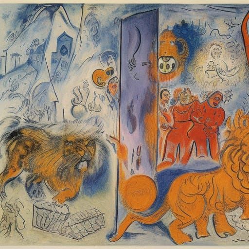 Lion's Narnia Proclamation in Surrealist Style