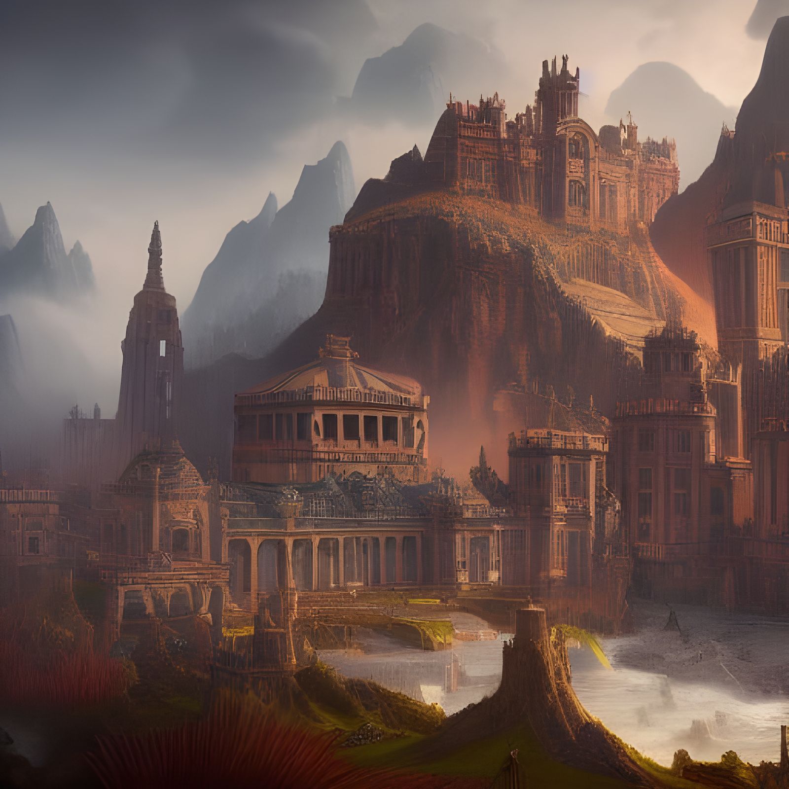 Detailed Renaissance Matte Painting in Deep Color