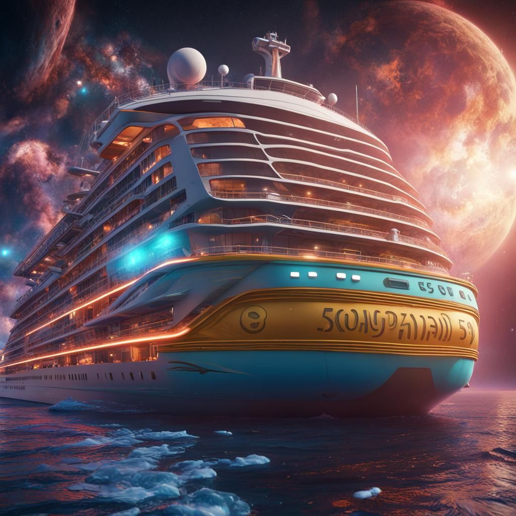 Space Cruise Ship with Waterslides: Fantasy Concept Art