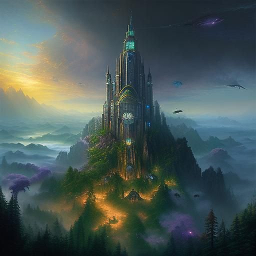 Alien Utopia: Ethereal Fantasy in Digital Art Style