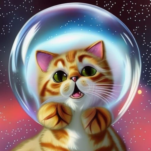 Cute Cat in Heart Bubble: Anime Key Visual