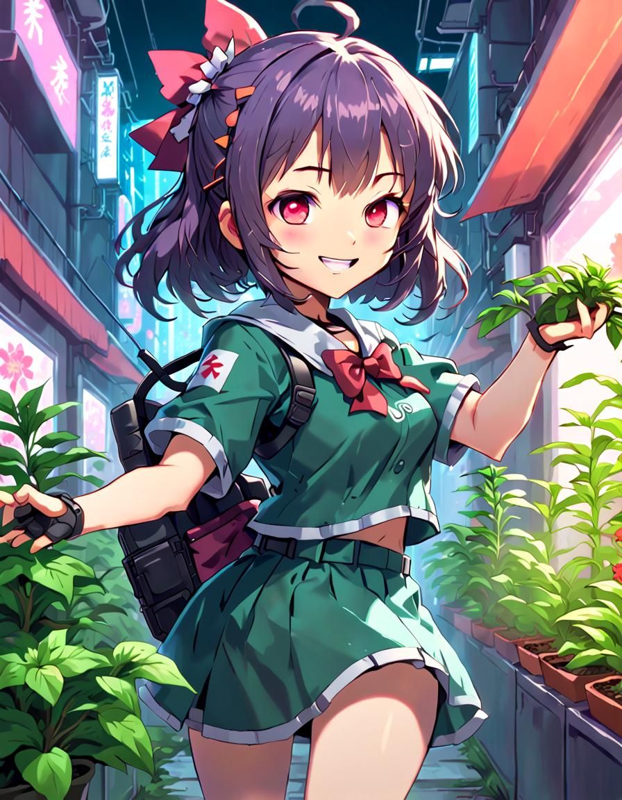 Cyberpunk Horticulturist Inspired by Anime Art Styles