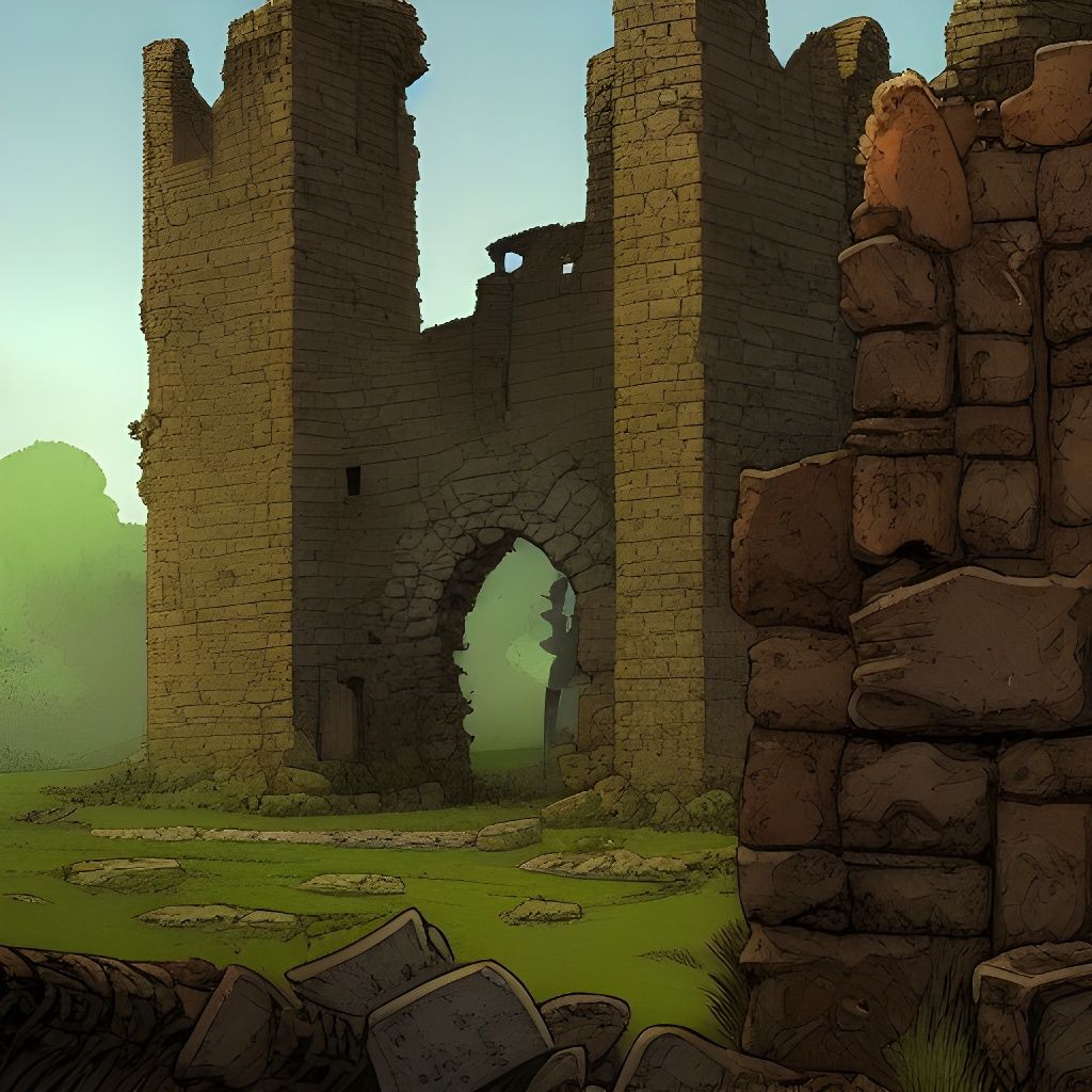Medieval Castle Ruins in Comic Book Art