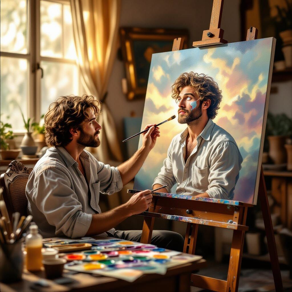 Artist's Self-Portrait Comes to Life in Studio
