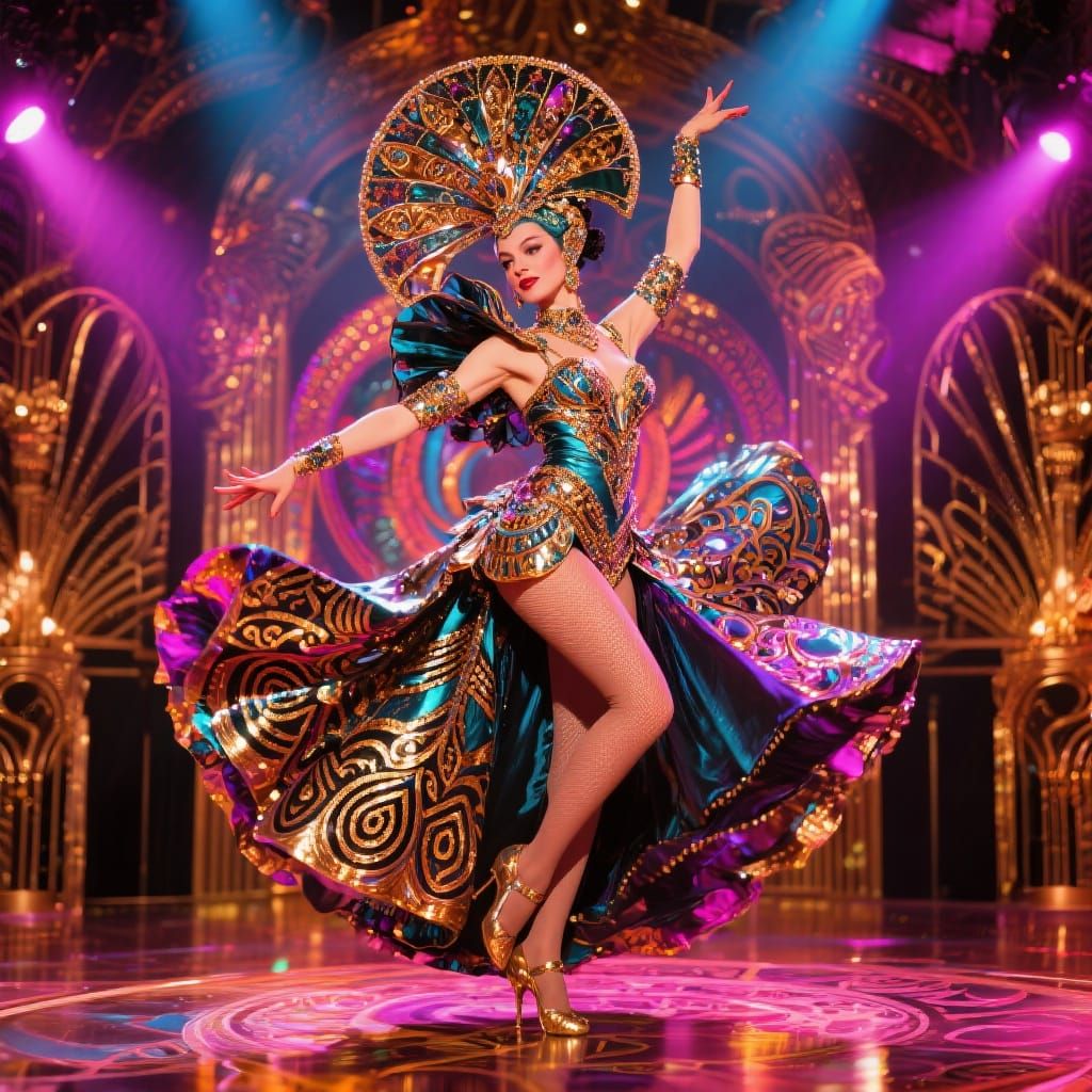 Art Deco Showgirl in Extravagant Costume