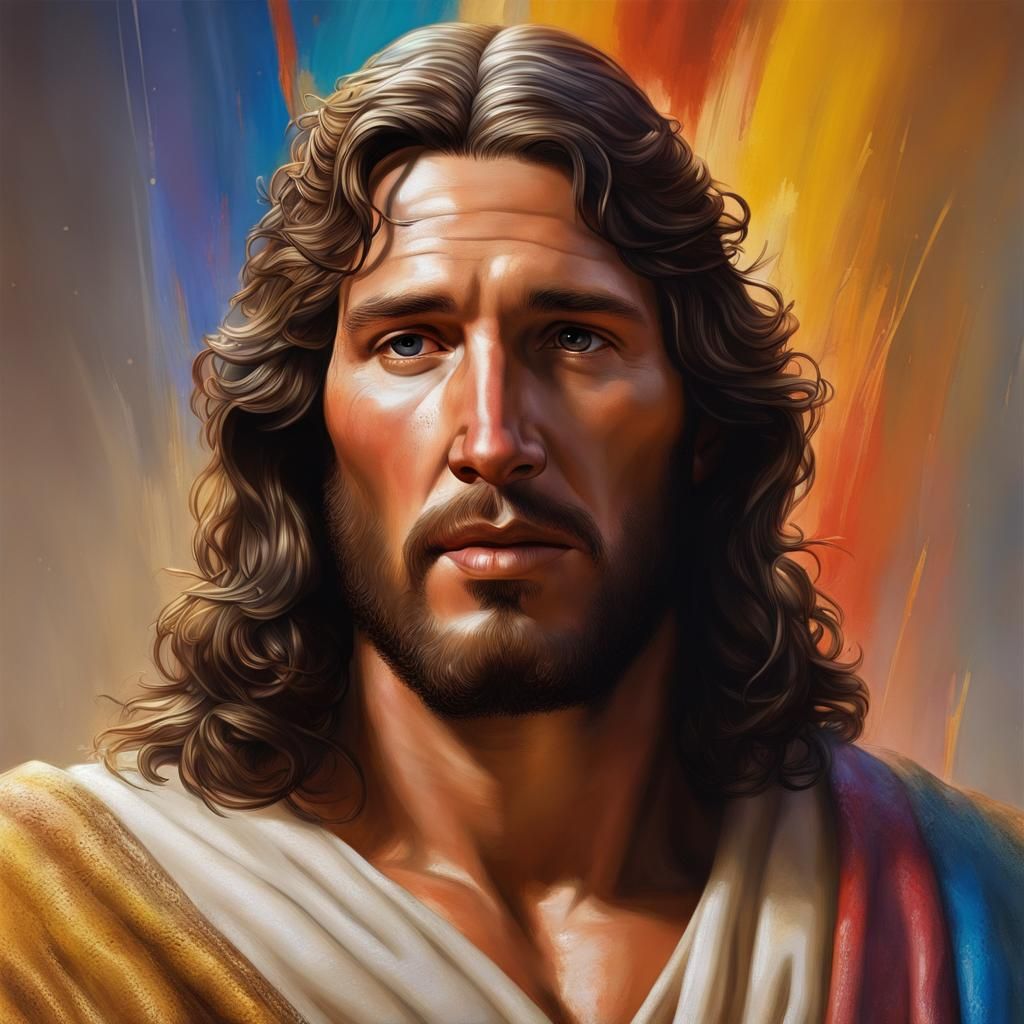 Jesus Christ Portrait in Hyperrealistic Splash Art Style