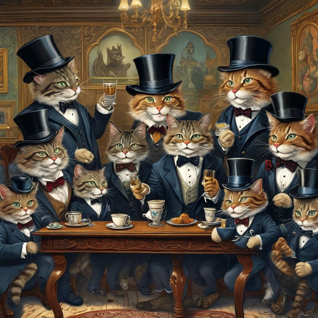 Cats in Suits: A Humorous Victorian Illustration