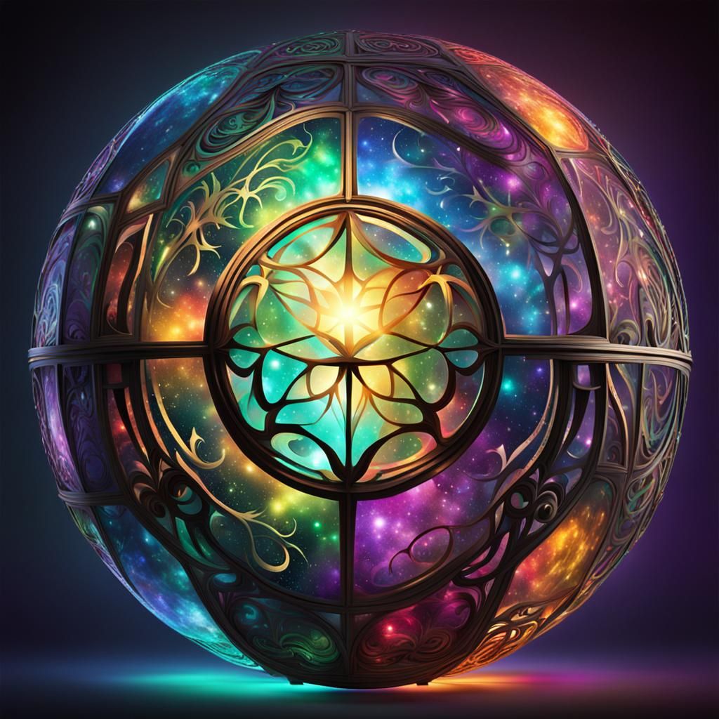 Mystical Multicolored Sphere Radiating Light