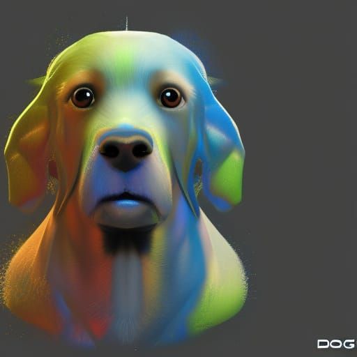 Dog in Detailed Triadic Colors, Unreal Engine Style