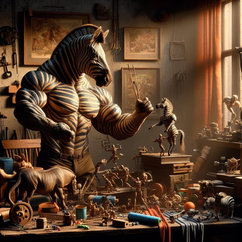 Renaissance-Style Heroic Fantasy: Zebra in Joyful Play