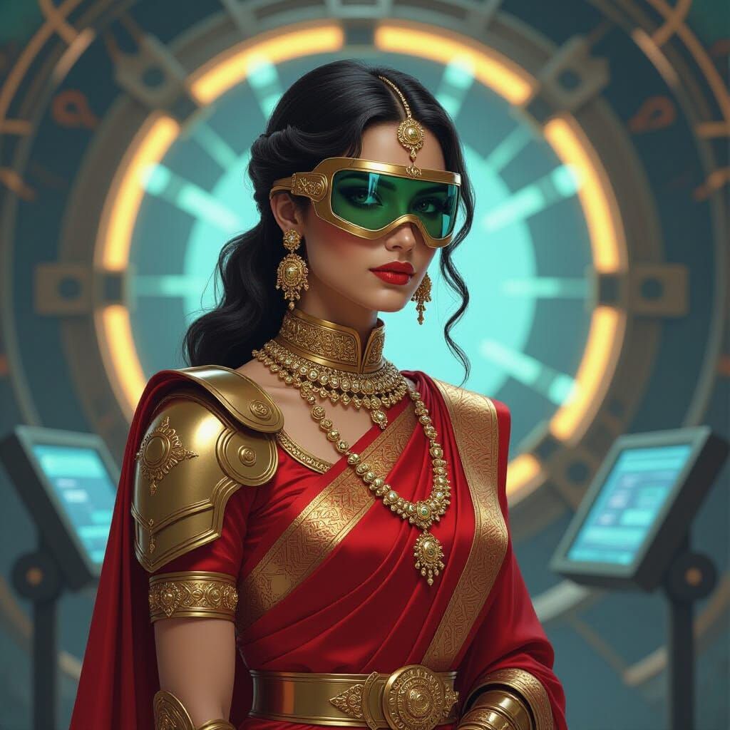 Futuristic Knight in Art Nouveau Style