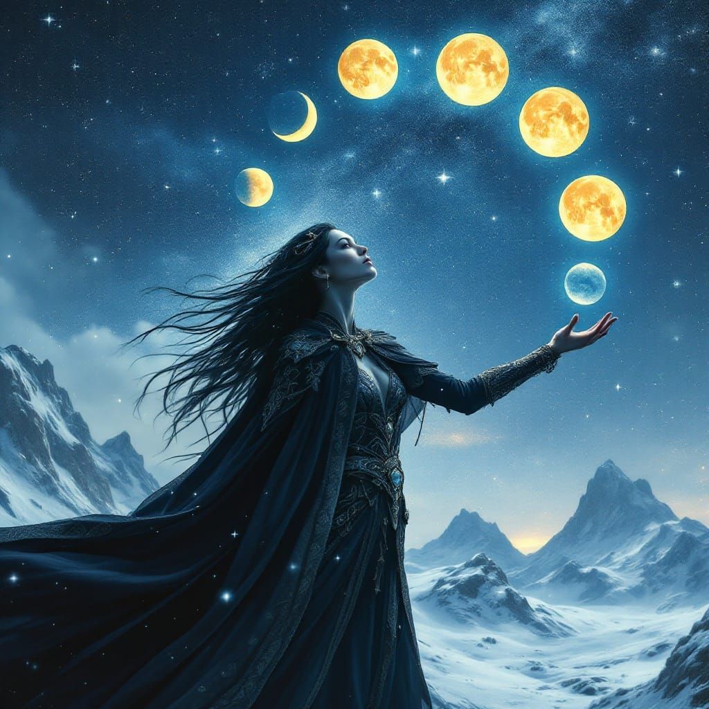 Icelandic Goddess Juggling Moons: Digital Matte Painting