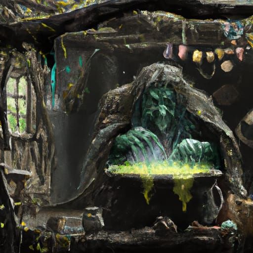 Annis Hag Witch in Bog House: Digital Art