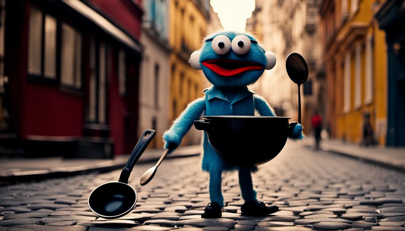 Surreal Stop Motion Puppet with Frying Pan Face