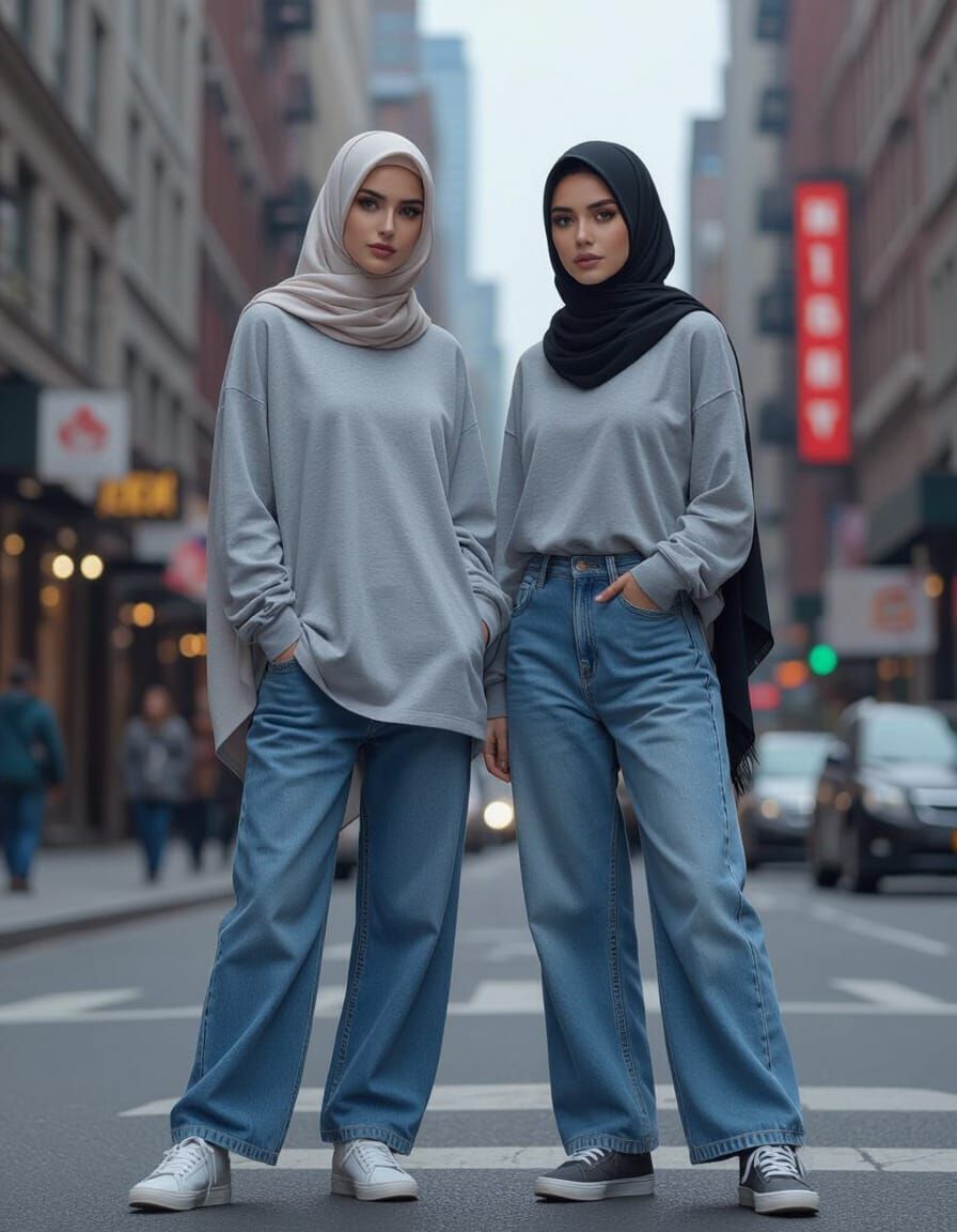 Gorgeous Hijabi Women in New York City, Digital Art