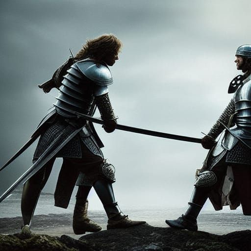 Epic Duel of Knights on a Beach