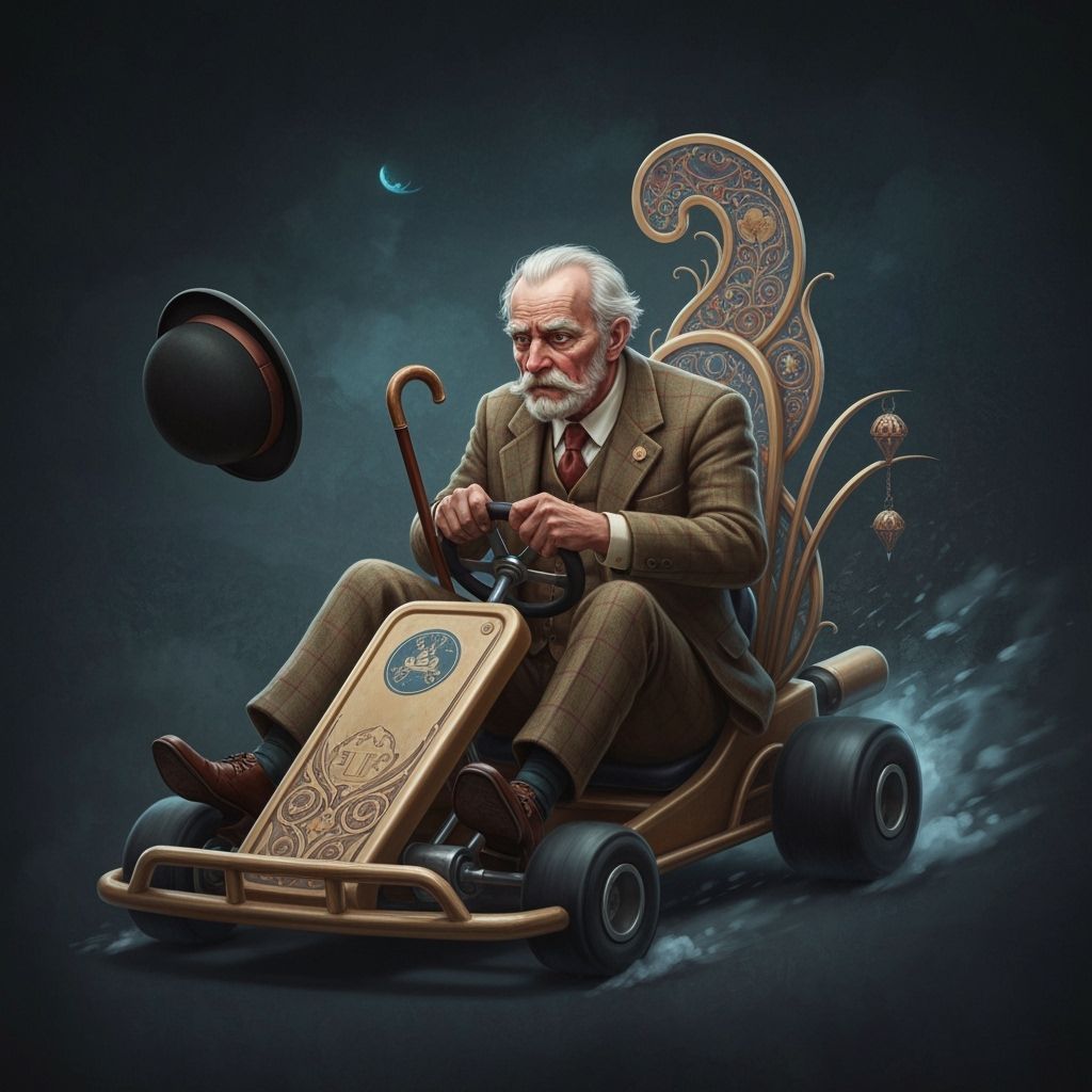 Old Man Go-Karting in Detailed Matte Painting Style