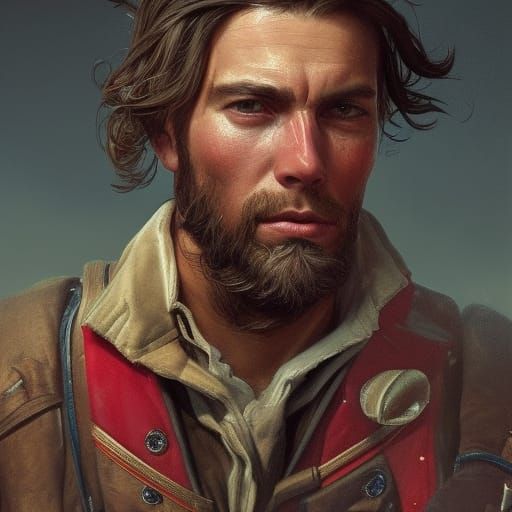 Revolutionary War Soldier Portrait in Hyperdetailed Style