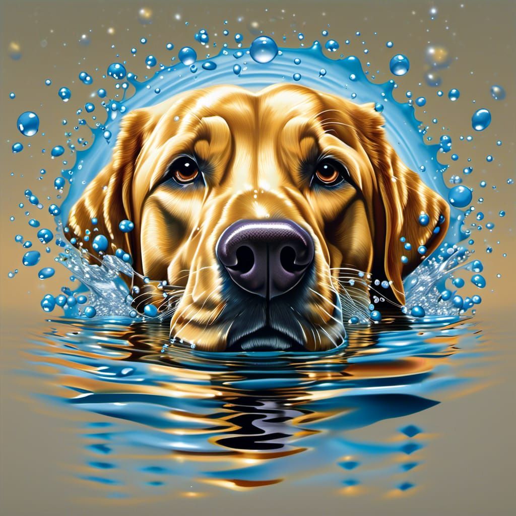 Underwater Labrador in Hyper-Maximalist Style