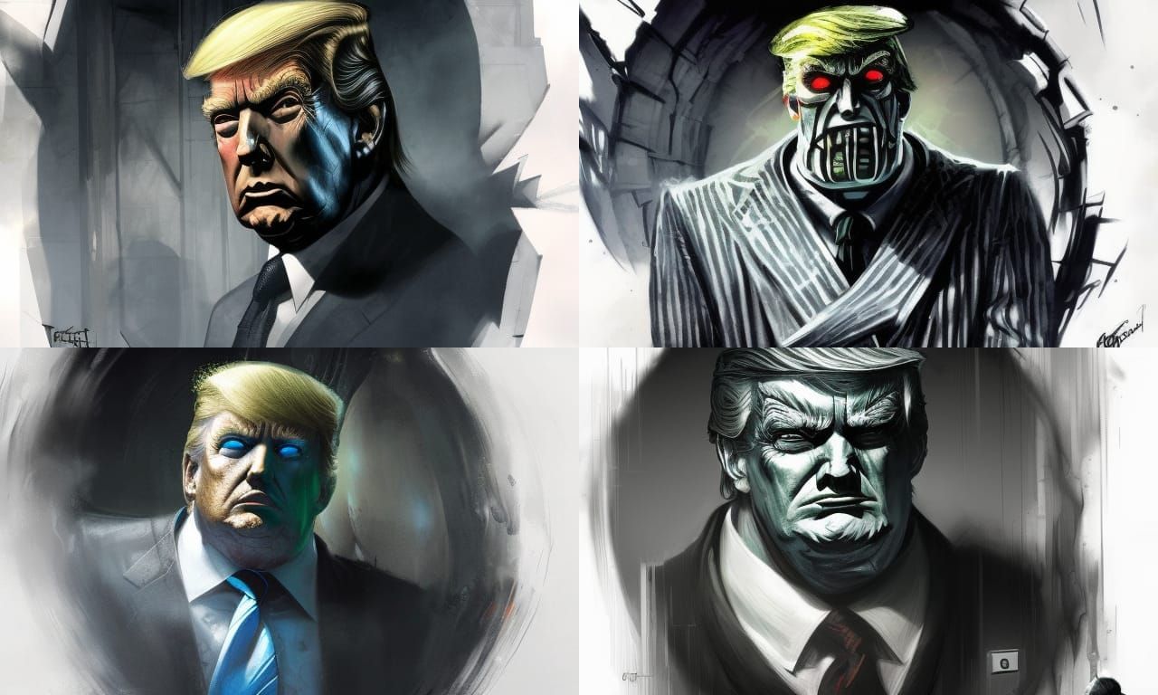 Sinister Donald Trump Borg in Fantasy Art Style