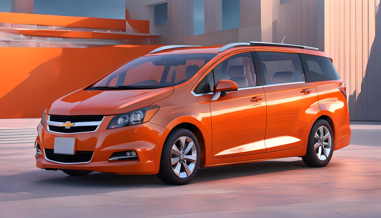 Orange 2012 Chevrolet Wish MPV: 3D Render