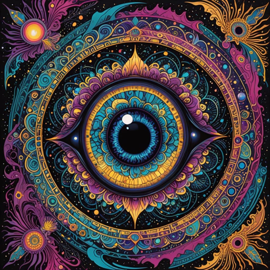 Cosmic Eye in Psychedelic Vortex Art