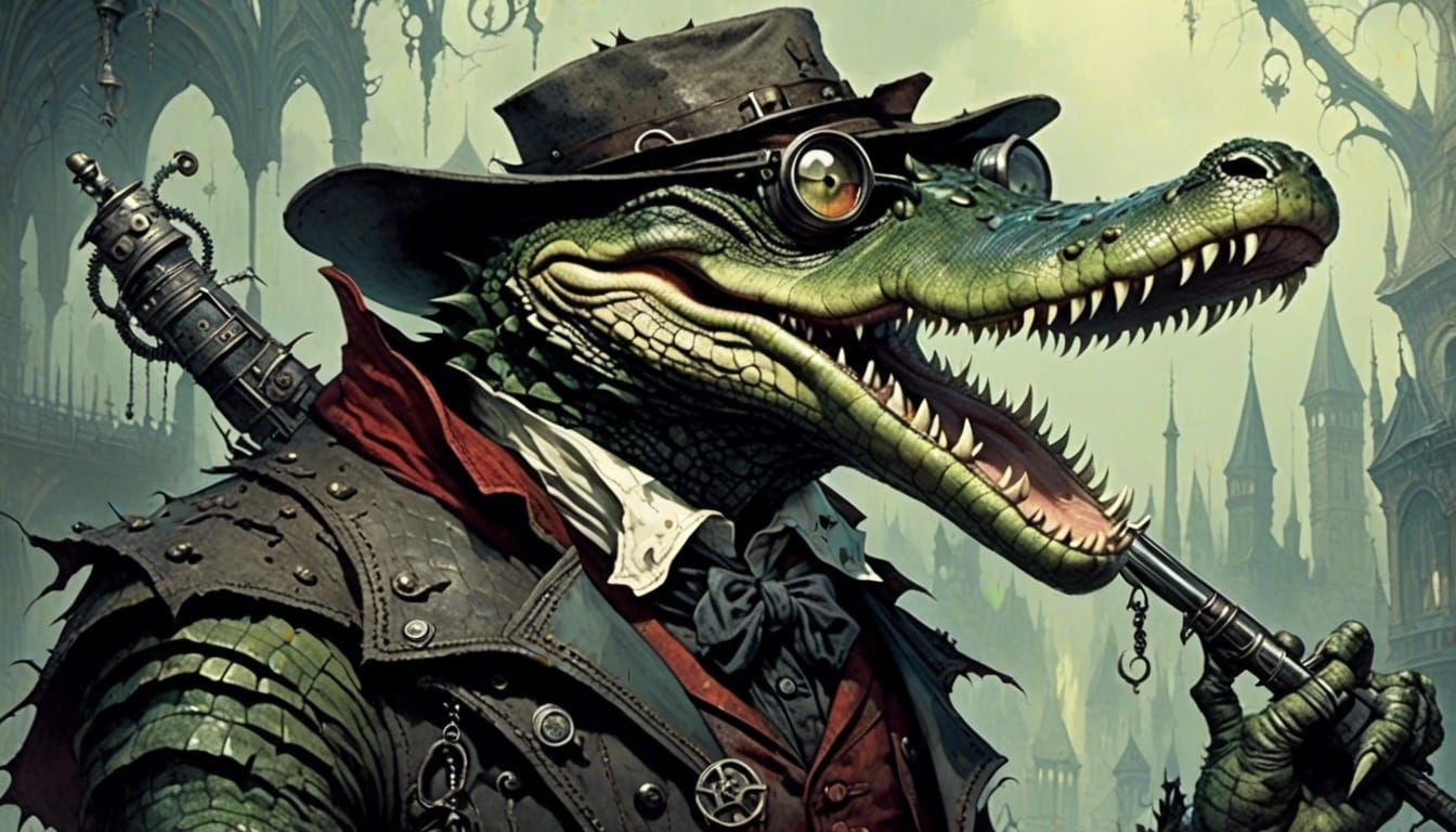 Hipster Alligator Character Illustration