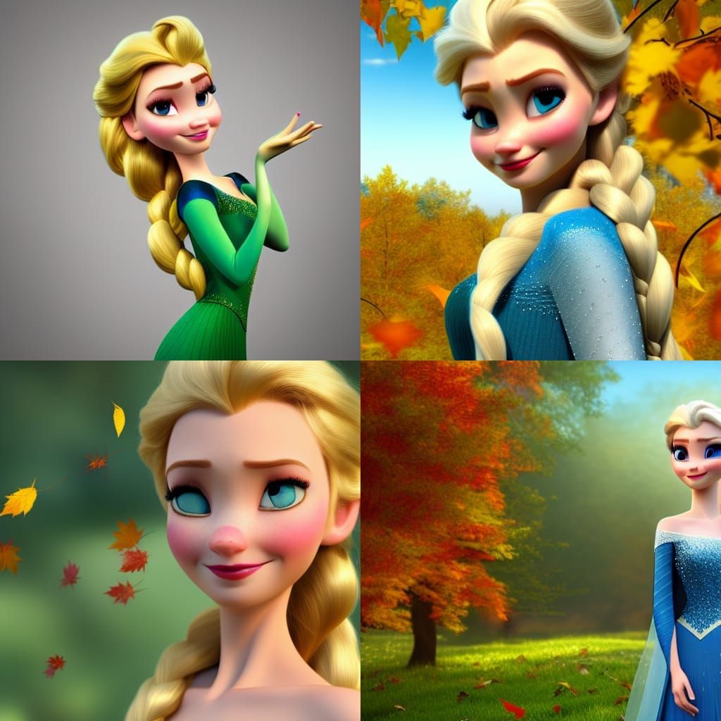 Queen Elsa Portrait in 3D Digital Art Style