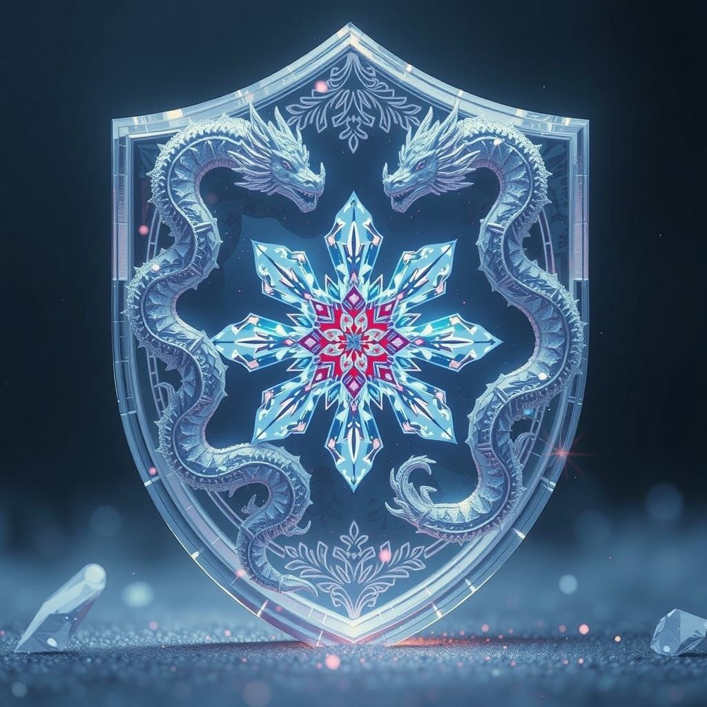 Crystal Shield with Snowflake and Crystalline Dragons