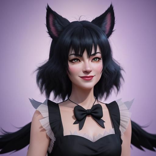 Adorable Black Cat in Bakery, Studio Ghibli Style