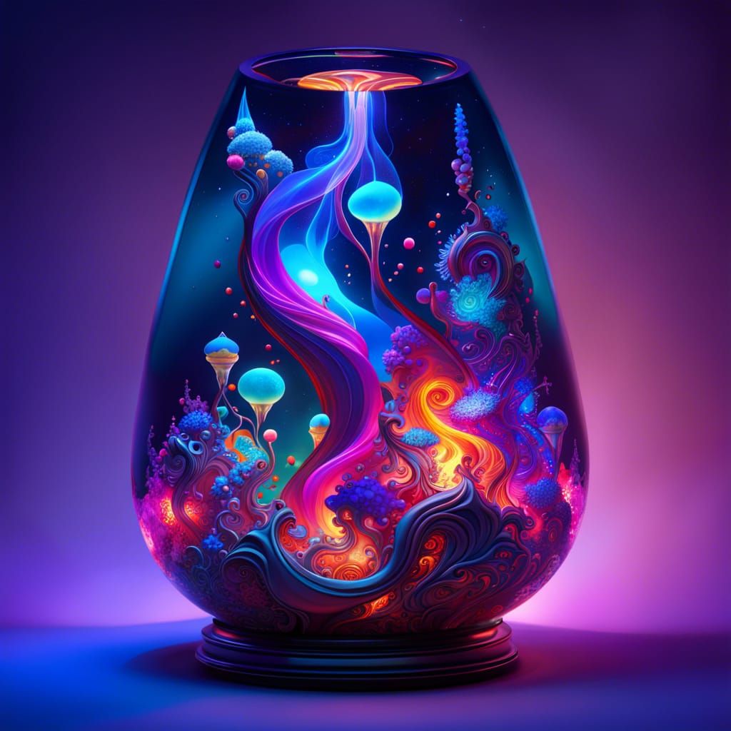 Illuminated Lava Lamp with Galaxy and Ocean