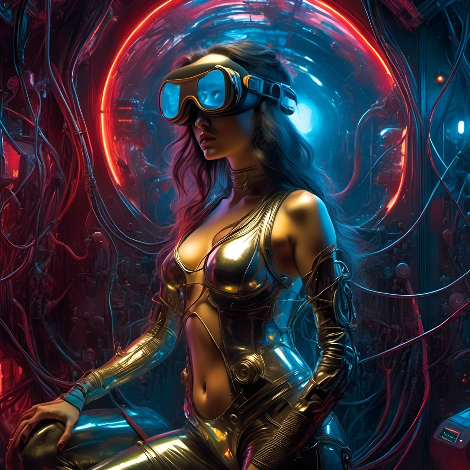 VR Woman in Sci-Fi Comic Art Style