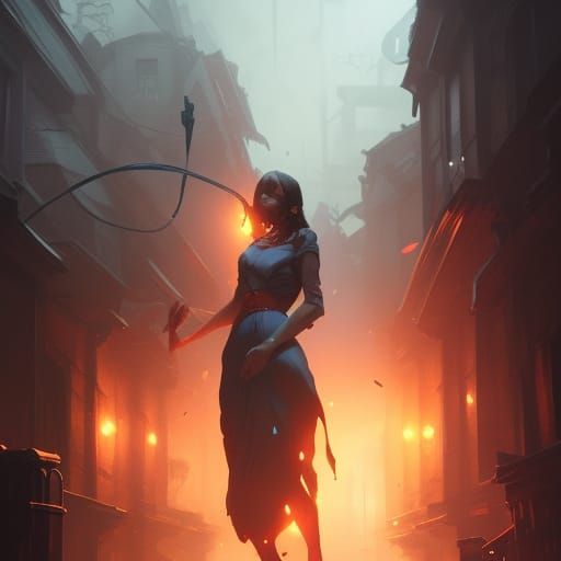 Menacing Letter F in Dark Alley, Hyperdetailed Art