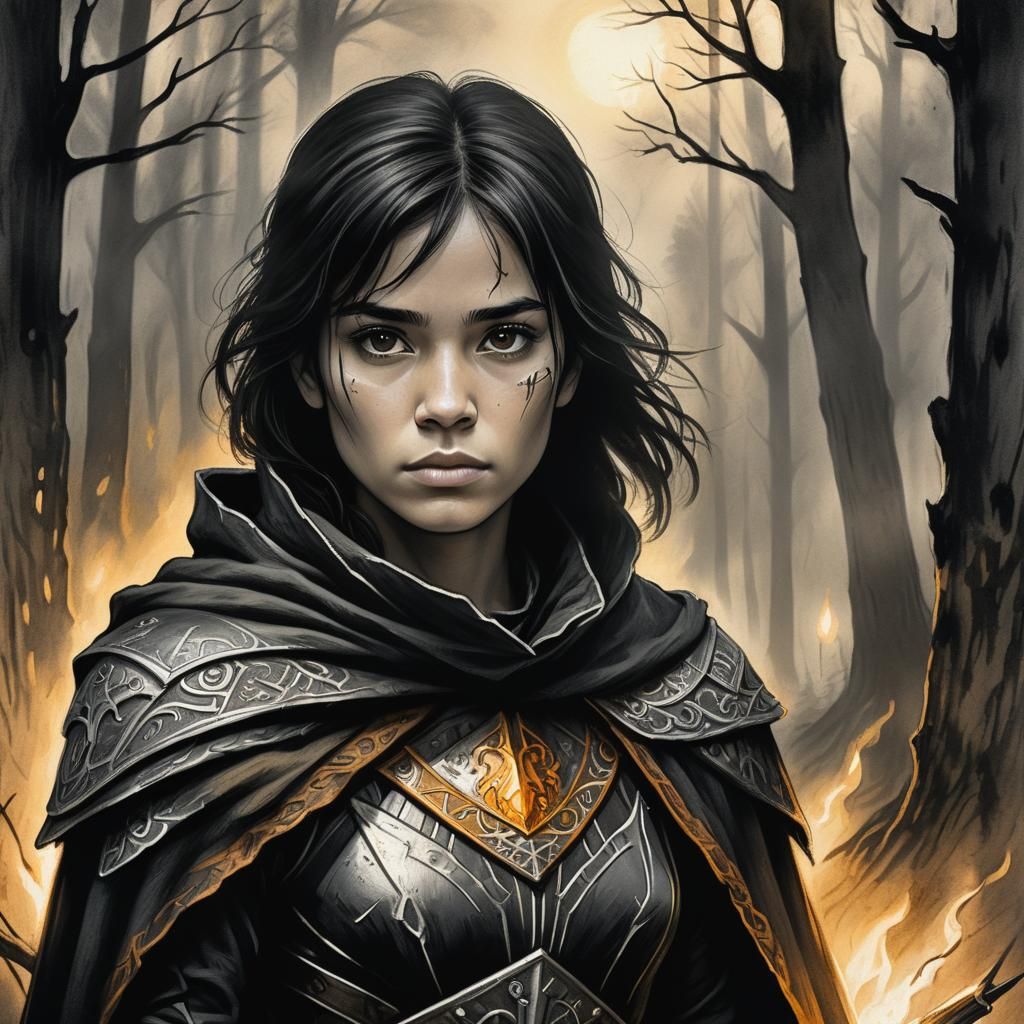 Charcoal Portrait of a Medieval Ranger