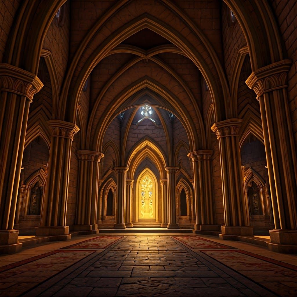 Majestic Cloister Interior in Jerusalem: 3D Anime Art