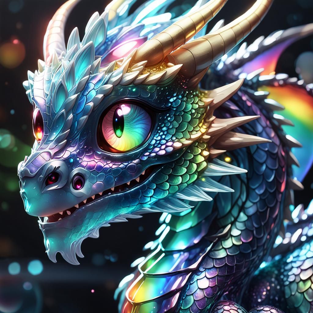 Captivating Glass Dragon with Aurora Glow, 3D Anime Art