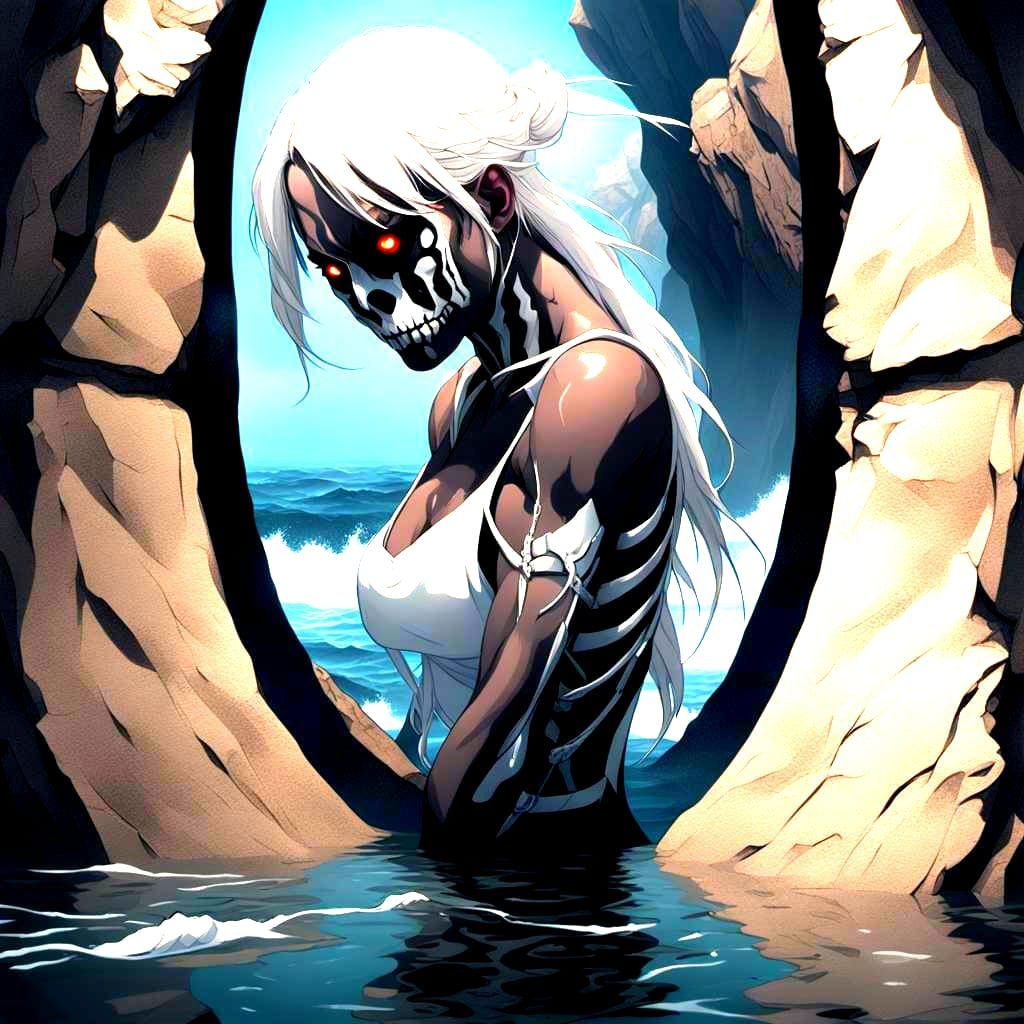 Young Woman Falls into Ocean: Duality of Light and Dark