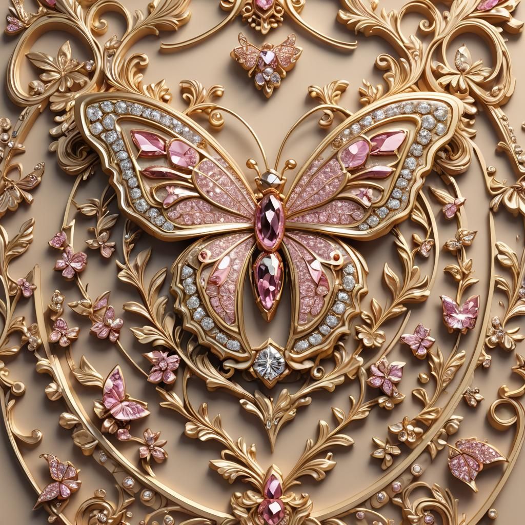 Luxurious 3D Emblem with Golden Letters and Diamonds