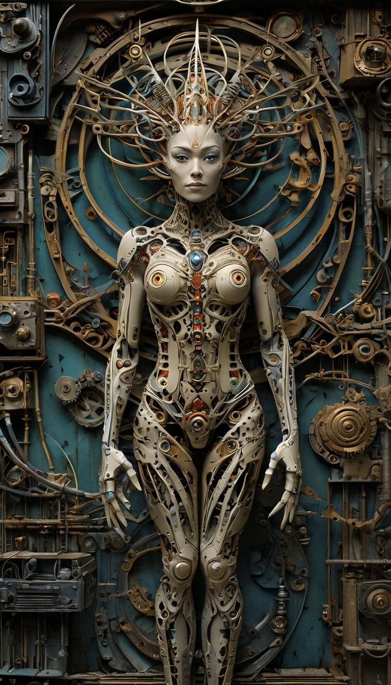 Surreal Electrical Circuit Landscape in Distressed Photo Sty...