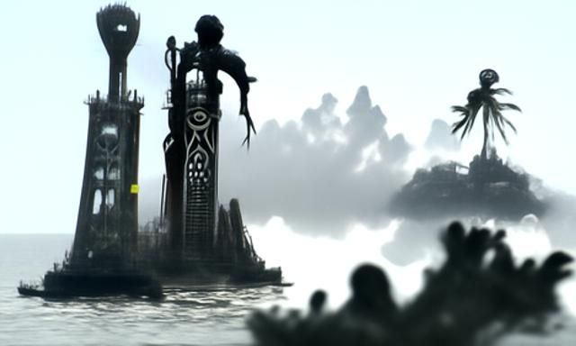 Melanesian Totem Skyscraper in Futuristic City