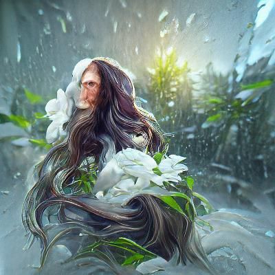 Ethereal Woman with Flowers: Hyperdetailed Portrait