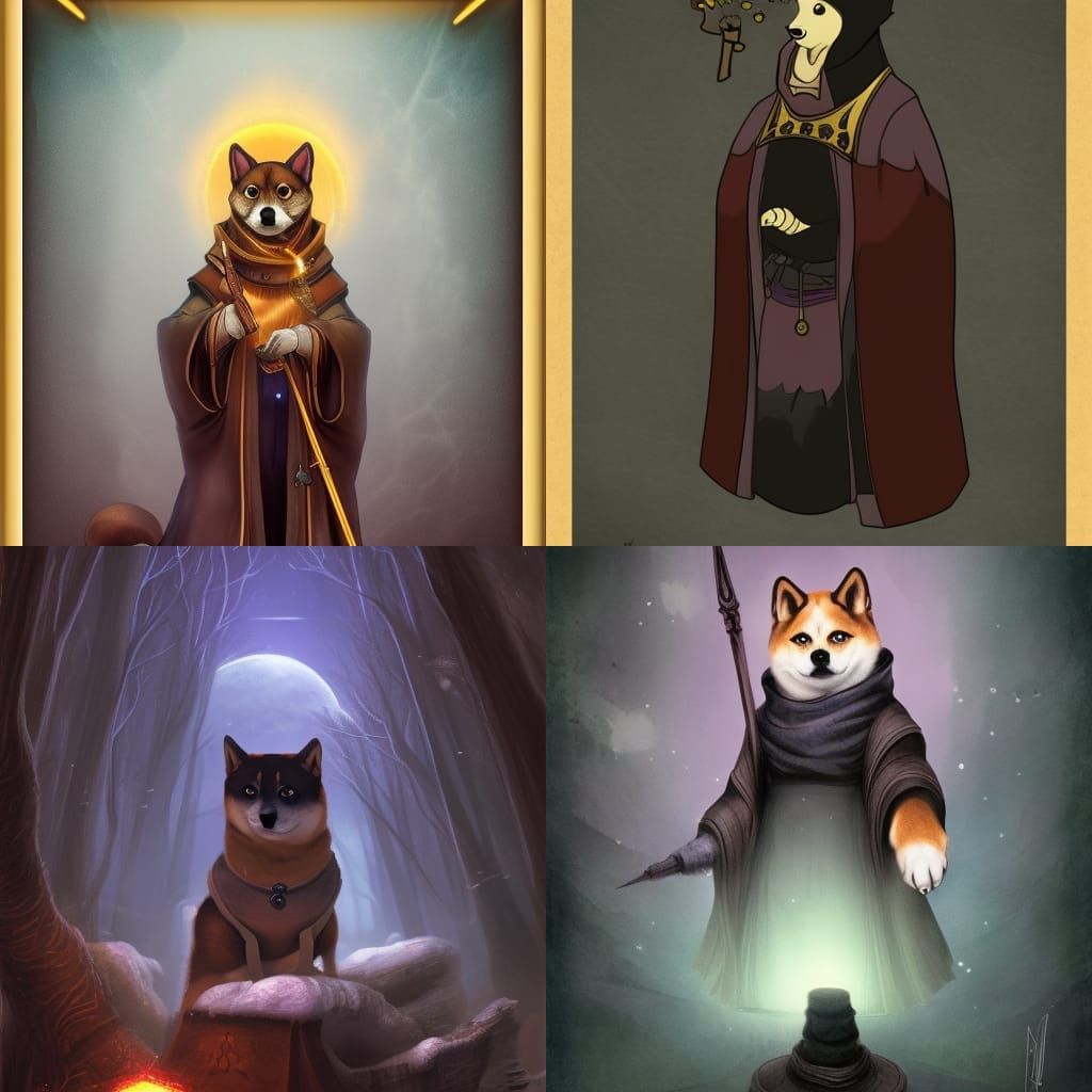 Shiba Inu Wizard: Dark Fantasy Concept Art