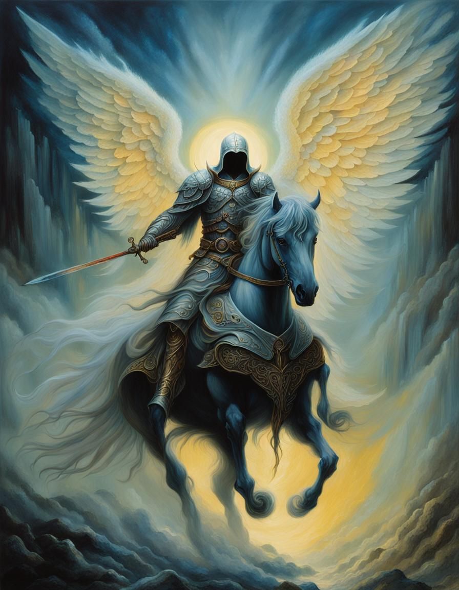 Angel with Luminous Wings and Flaming Sword